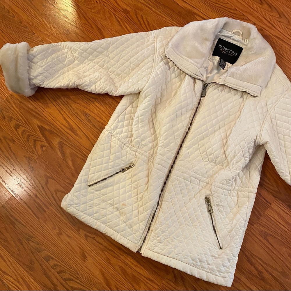 Vintage Y2K Quilted Cloud Coat Puffer Coat Faux Fur Coat Winter White Coat - Picture 5 of 15